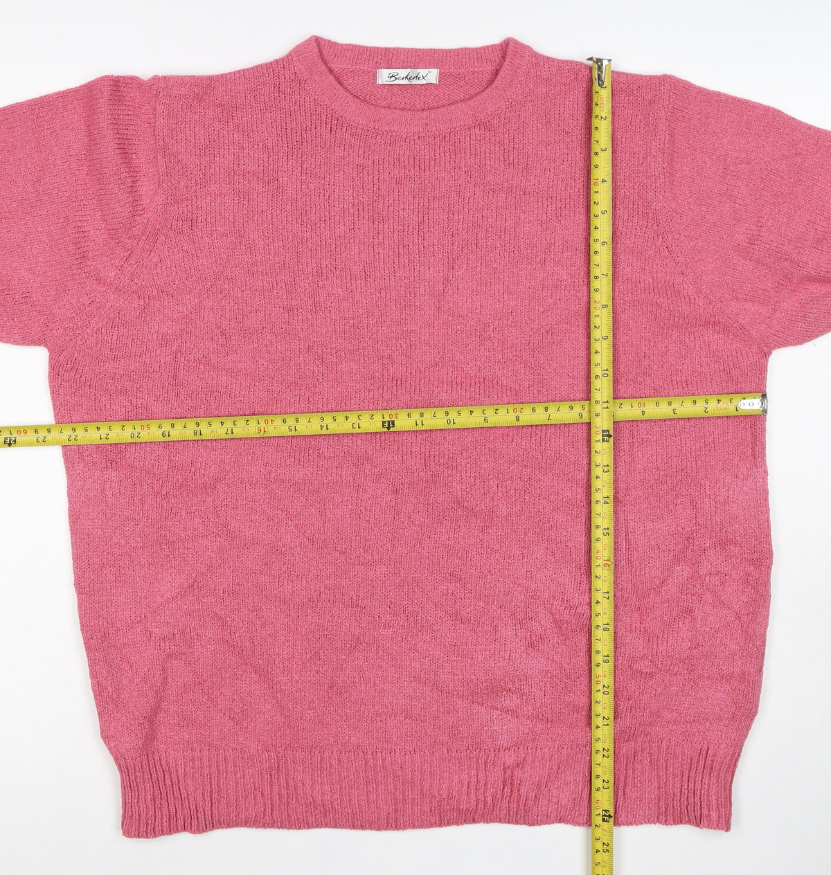 Berkertex Women Pink UK 18-20 Round Neck Knit Pullover Jumper
