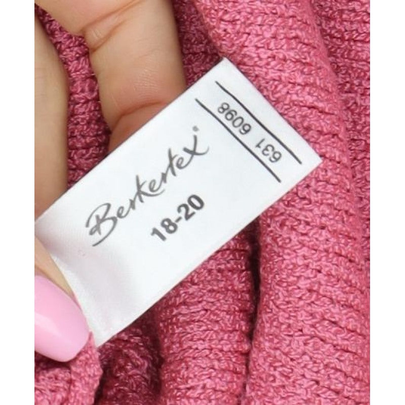 Berkertex Women Pink UK 18-20 Round Neck Knit Pullover Jumper