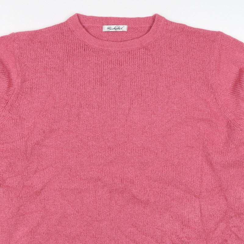 Berkertex Women Pink UK 18-20 Round Neck Knit Pullover Jumper