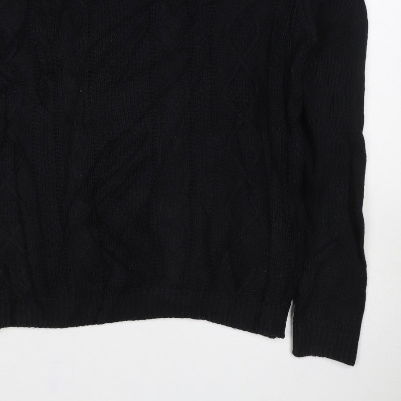 Topman Men’s Black S Cable Knit Crew Neck Pullover Jumper