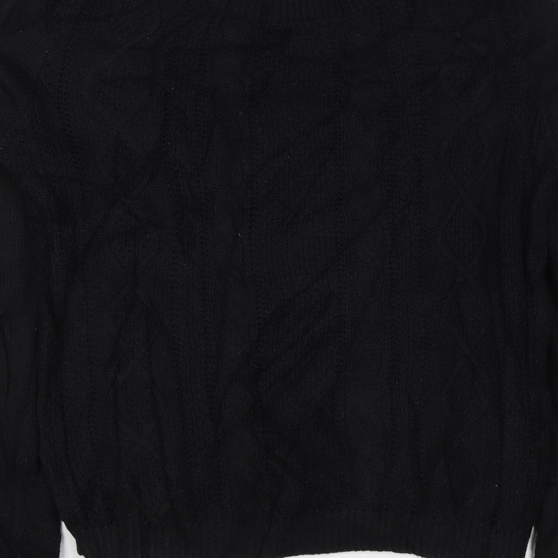 Topman Men’s Black S Cable Knit Crew Neck Pullover Jumper
