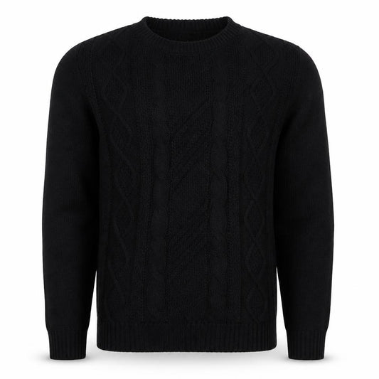 Topman Men’s Black S Cable Knit Crew Neck Pullover Jumper