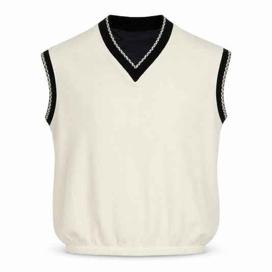 Sunderland of Scotland Men Ivory L Golf Fleece V-Neck Vest