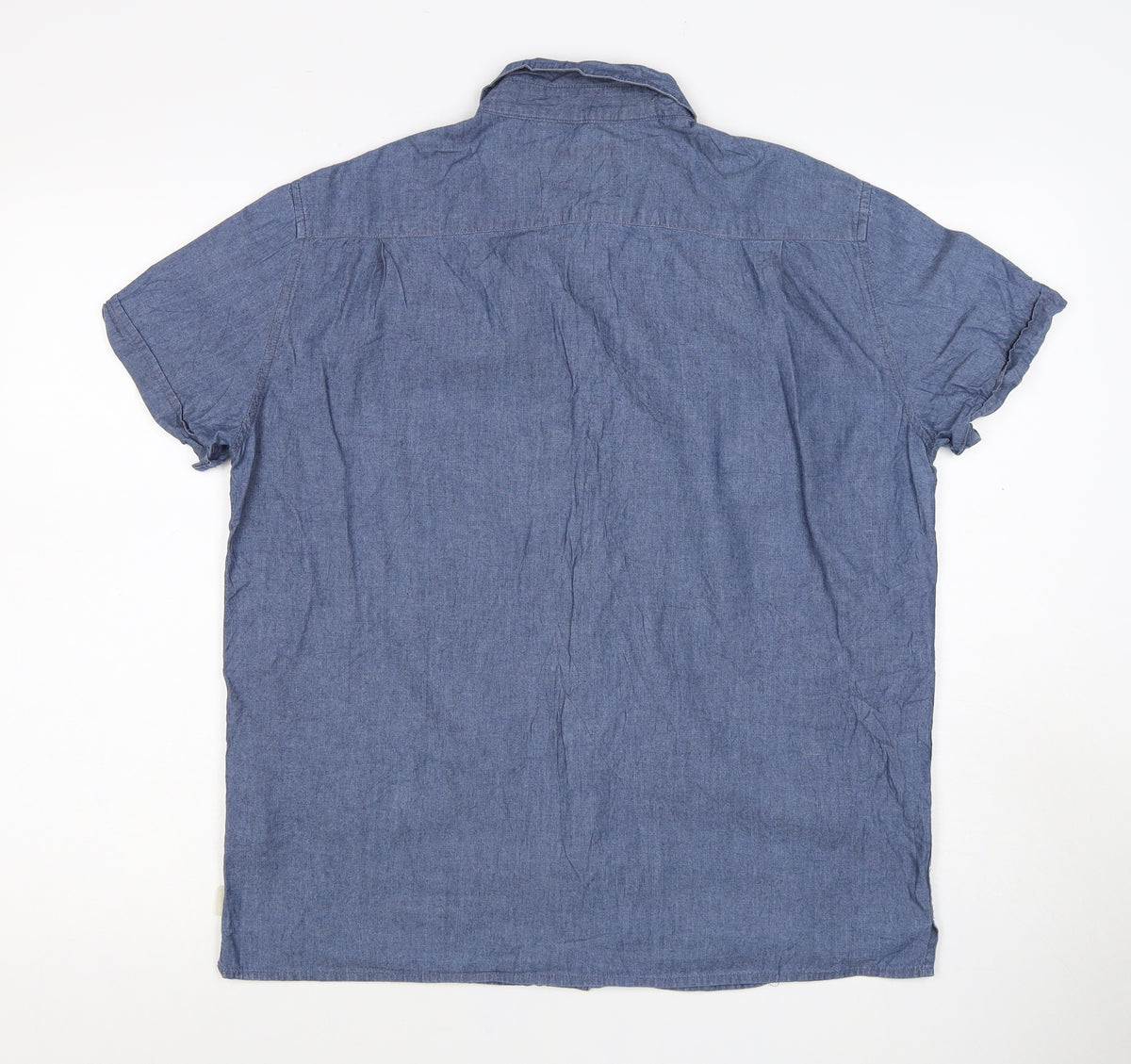 French Connection Jeans Men’s Blue M Chambray Short Sleeve Button-Up Shirt
