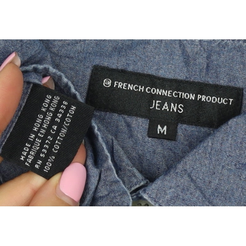 French Connection Jeans Men’s Blue M Chambray Short Sleeve Button-Up Shirt