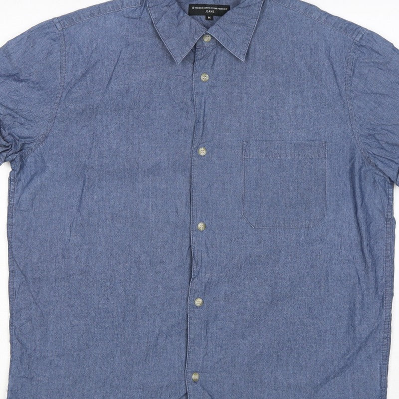 French Connection Jeans Men’s Blue M Chambray Short Sleeve Button-Up Shirt
