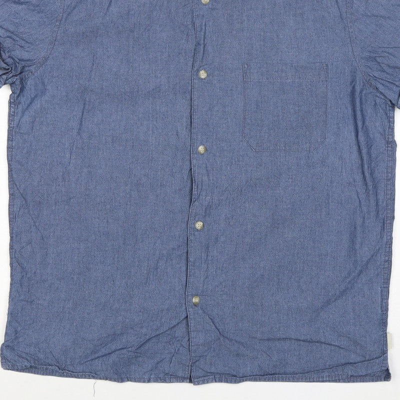 French Connection Jeans Men’s Blue M Chambray Short Sleeve Button-Up Shirt