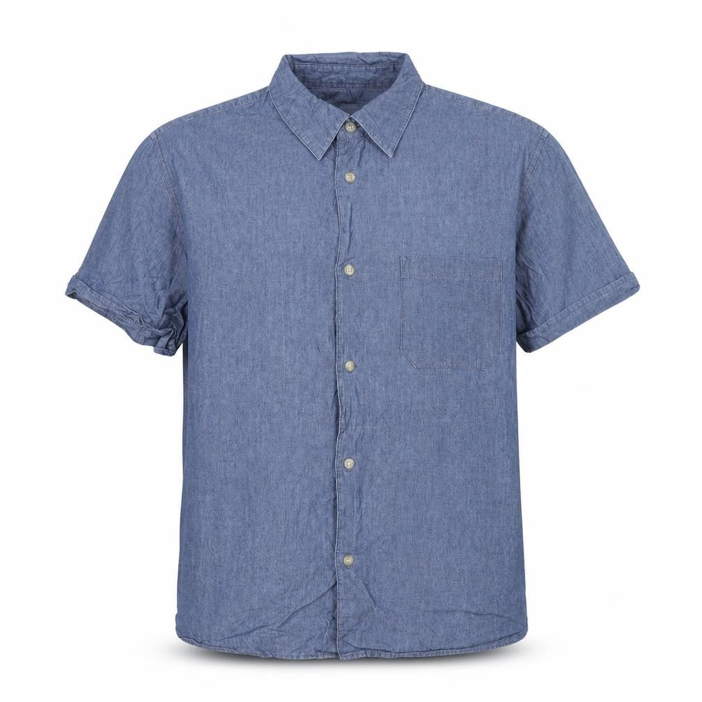 French Connection Jeans Men’s Blue M Chambray Short Sleeve Button-Up Shirt