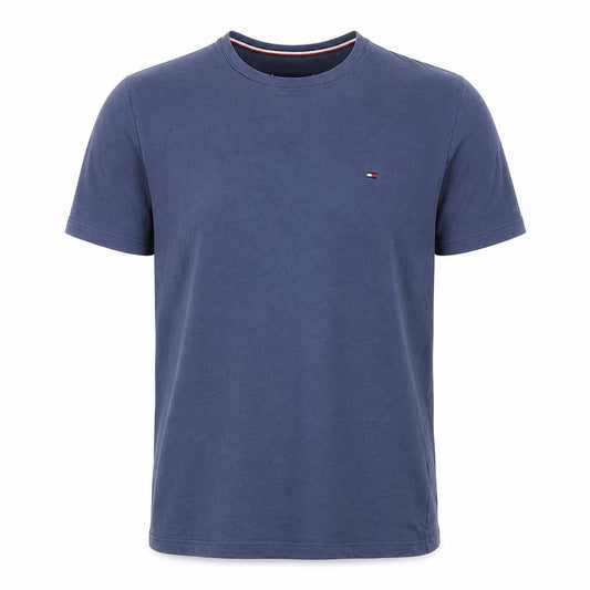 Tommy Hilfiger Men Blue L Slim Fit Organic Cotton Logo T-Shirt