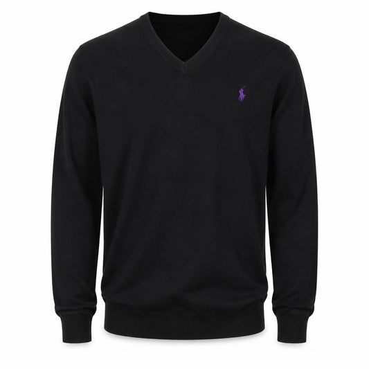 Polo Ralph Lauren Men's Black M Slim Fit Pima Cotton V-Neck Jumper