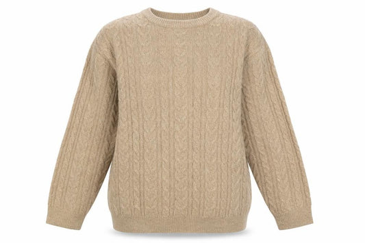 New Look Women’s Beige M Cable Knit Crew Neck Jumper