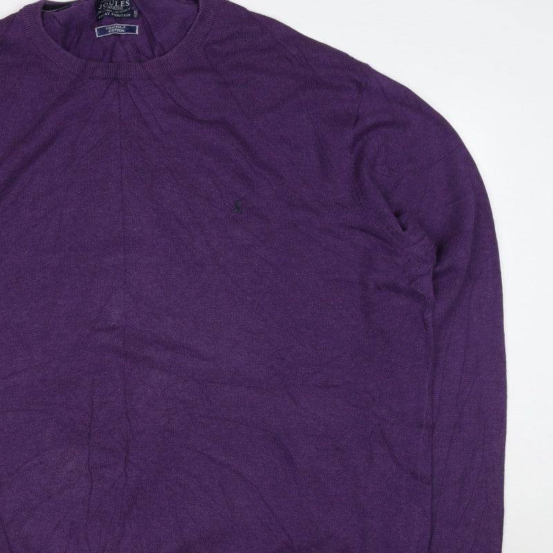 Joules Men’s Purple XL Cotton Crew Neck Logo Pullover Jumper