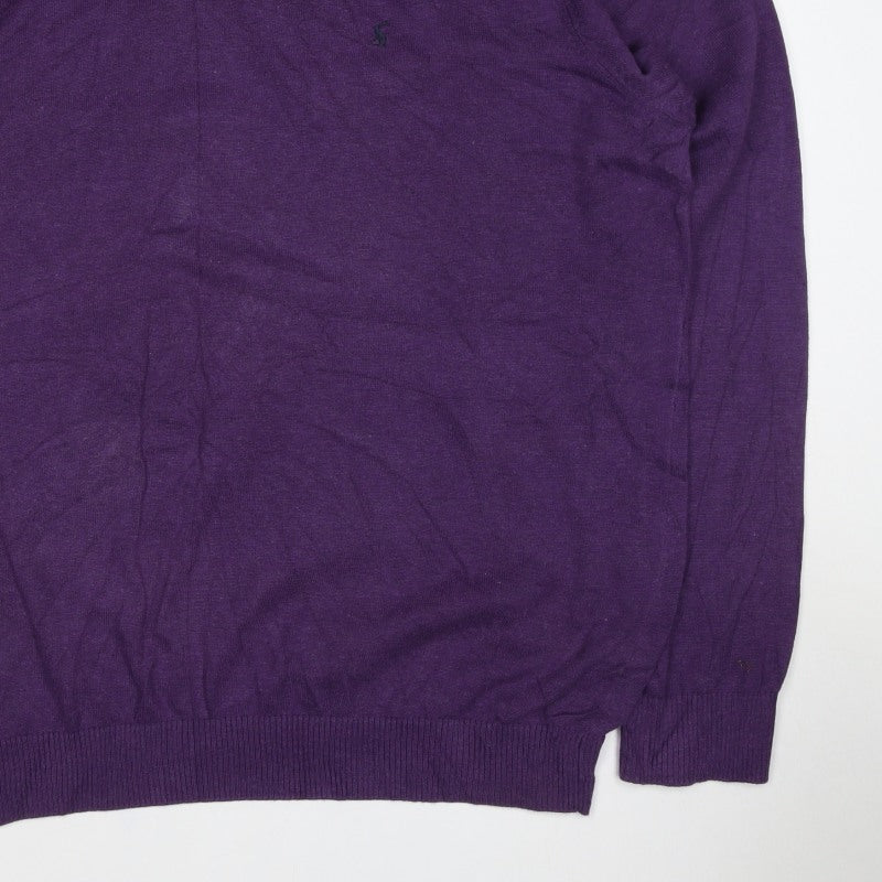 Joules Men’s Purple XL Cotton Crew Neck Logo Pullover Jumper