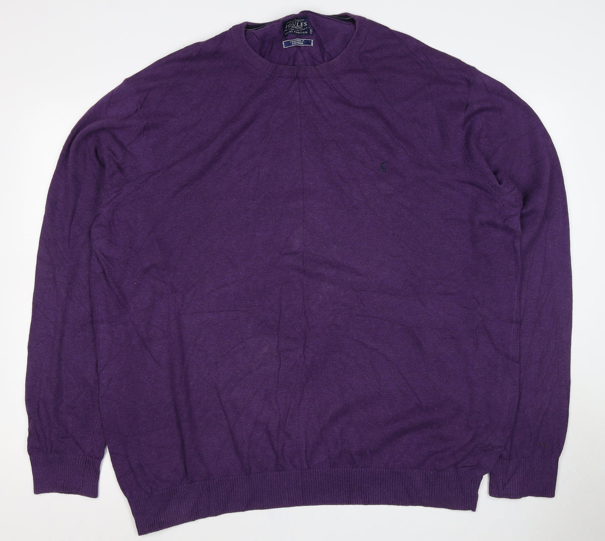 Joules Men’s Purple XL Cotton Crew Neck Logo Pullover Jumper
