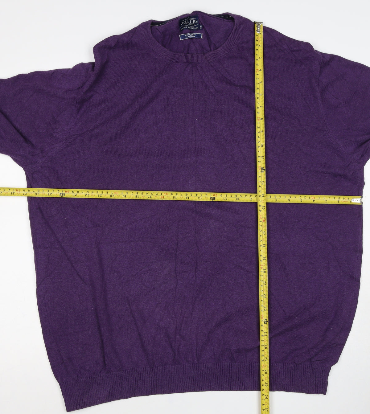 Joules Men’s Purple XL Cotton Crew Neck Logo Pullover Jumper
