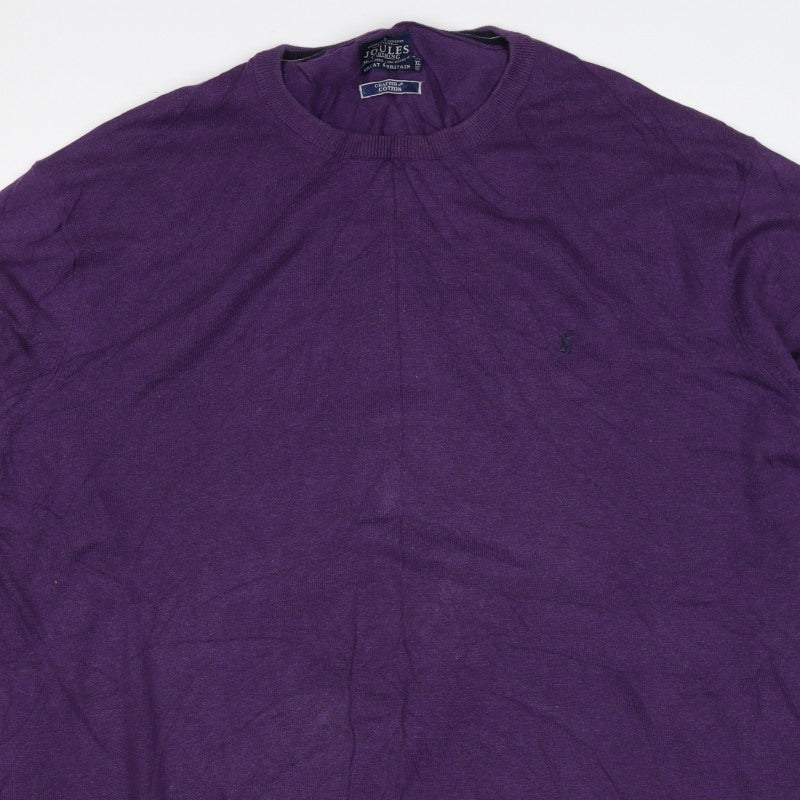 Joules Men’s Purple XL Cotton Crew Neck Logo Pullover Jumper