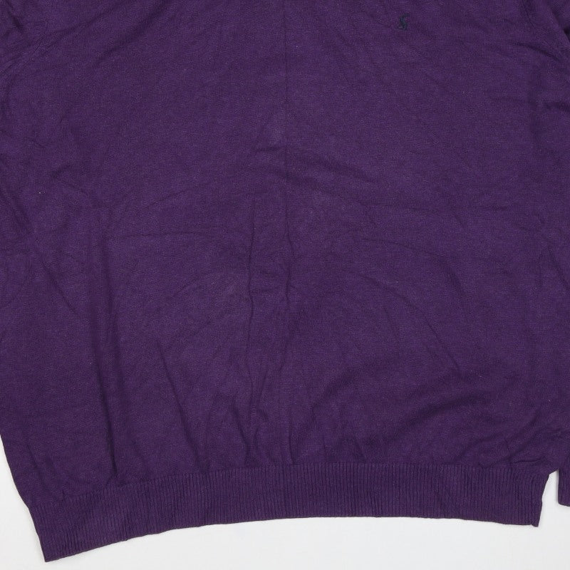 Joules Men’s Purple XL Cotton Crew Neck Logo Pullover Jumper