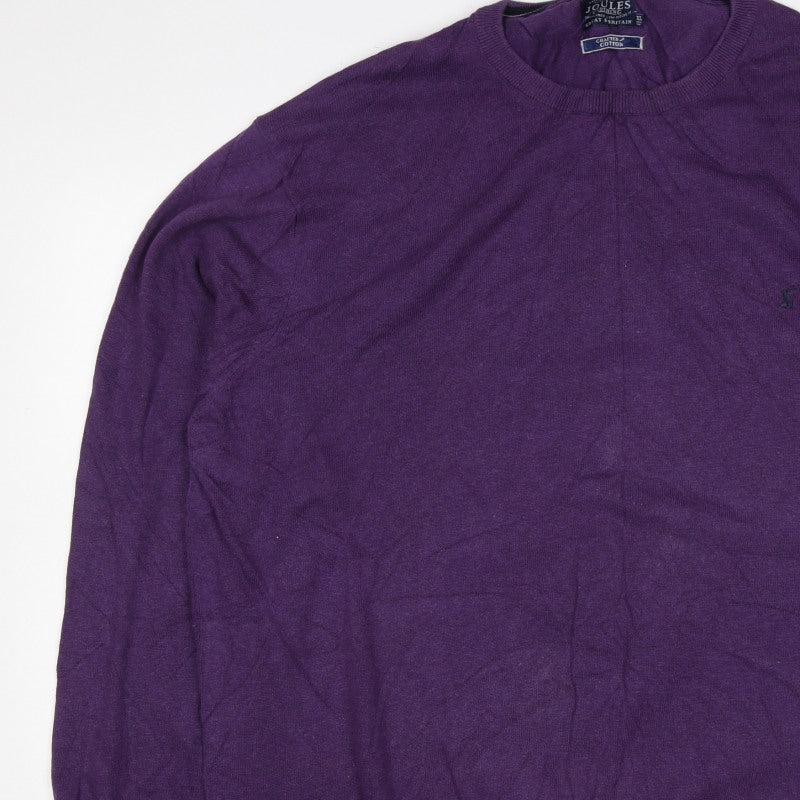 Joules Men’s Purple XL Cotton Crew Neck Logo Pullover Jumper