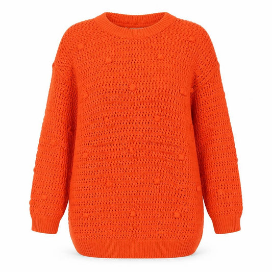 Next Women Orange S Open-Knit Cotton Blend Bobble Jumper