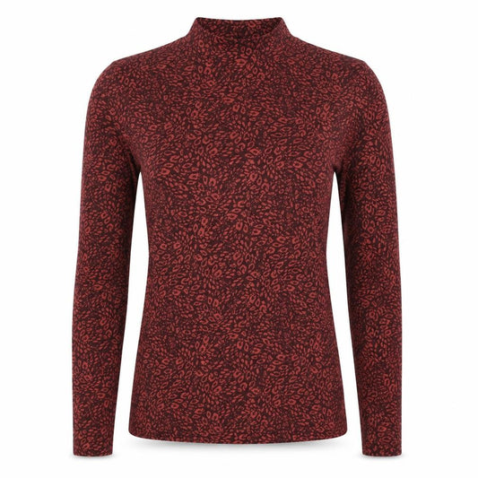 Ted Baker Women’s Red Leopard Print High Neck Stretch Top UK 10
