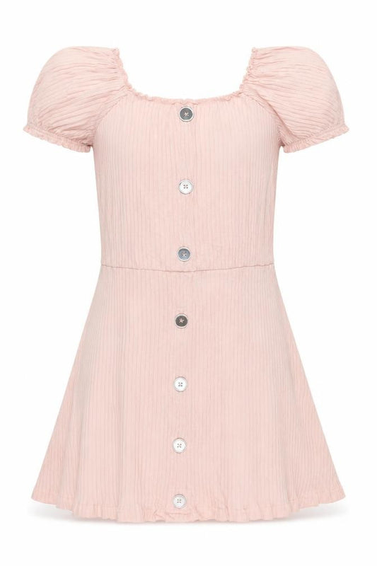 Firetrap Girls Pink 13 Years Ribbed Button Front Skater Dress