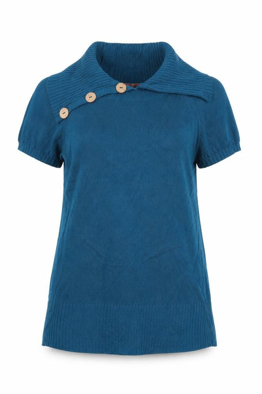 Joe Browns Women’s Blue UK 12 Sleeveless Cable Knit Button Tunic Jumper