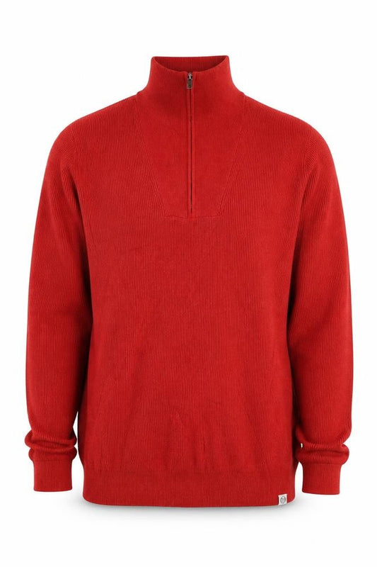 M&S Men’s Red M Half Zip High Neck Cotton Blend Jumper
