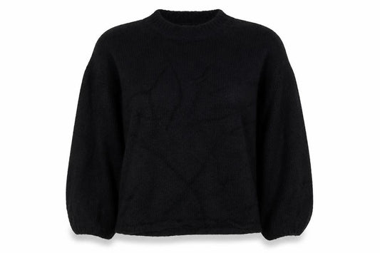 Nasty Gal Women's Black S Balloon Sleeve Mock Neck Knit Jumper