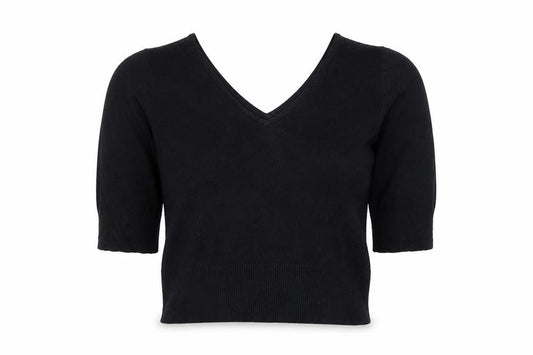 M Missoni Women’s Black UK 12 V-Neck 3/4 Sleeve Knit Top