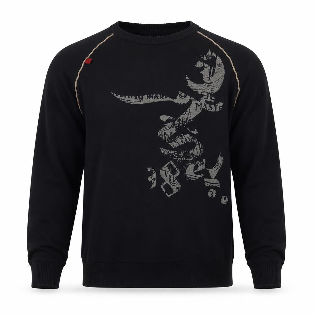 Diesel Men’s Black L Graphic Print Cotton Crew Neck Pullover Jumper