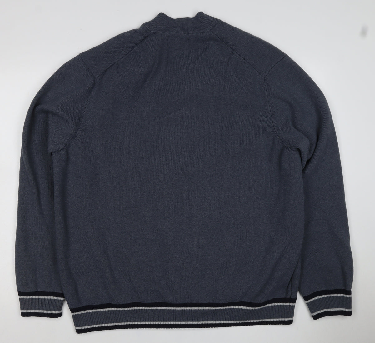 Marks & Spencer Men's Grey 3XL Full Zip Cotton Blend Knit Jumper