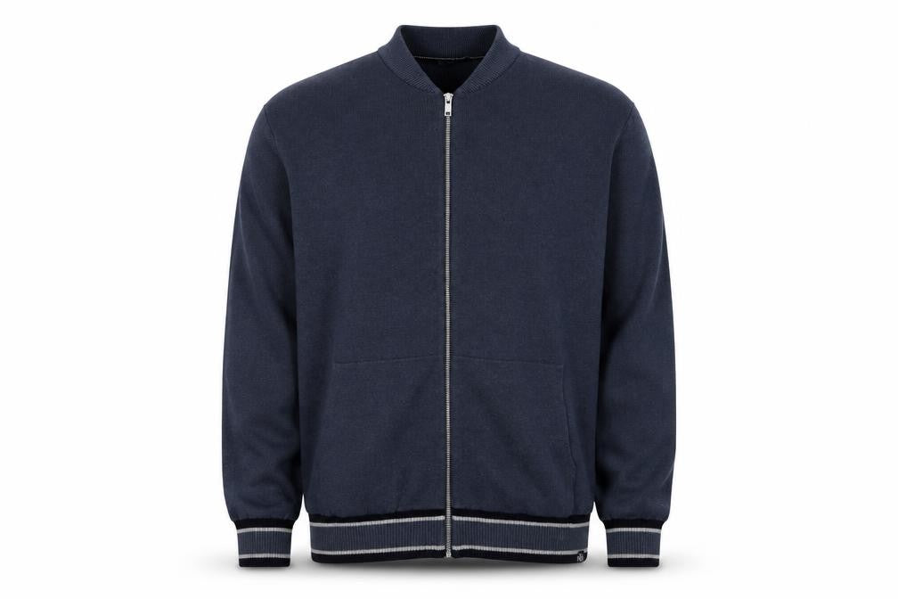 Marks & Spencer Men's Grey 3XL Full Zip Cotton Blend Knit Jumper