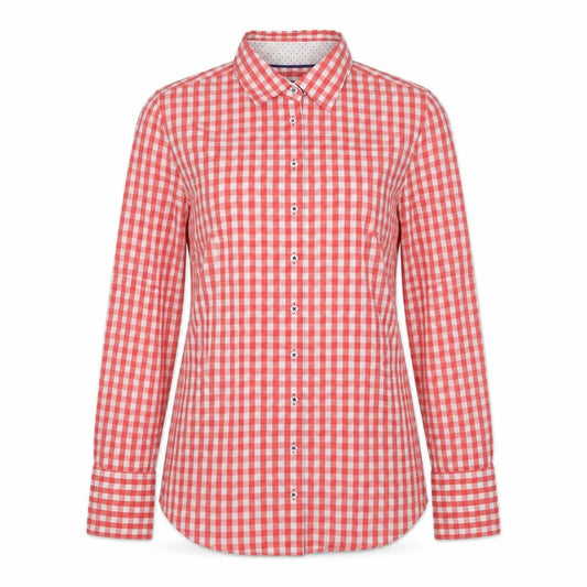 Hawes & Curtis Women Red UK 10 Slim Gingham Cotton Button-Up Shirt