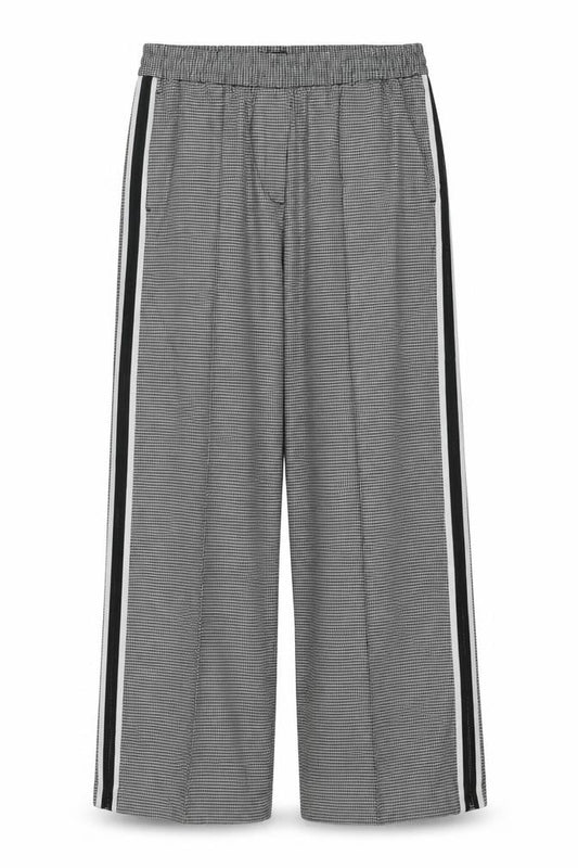 M&S Women’s Black White Check Tapered Stripe Trousers UK 12 Short