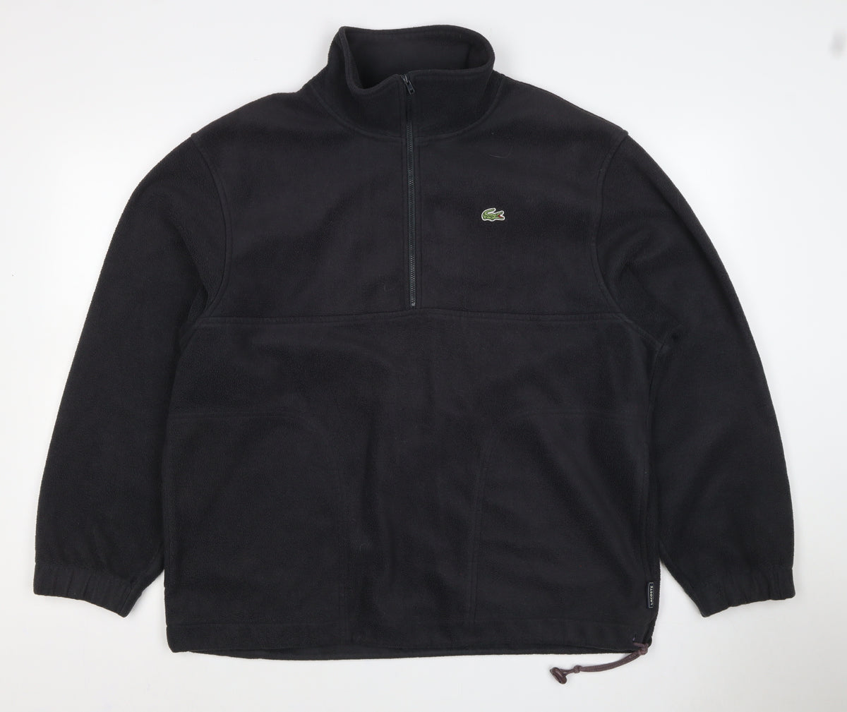 Lacoste Men Black L Fleece 1/4 Zip High Neck Logo Sweatshirt