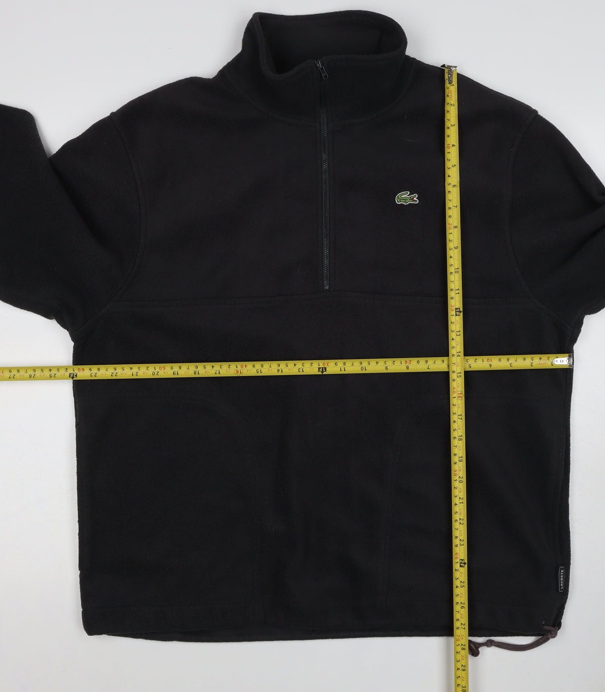 Lacoste Men Black L Fleece 1/4 Zip High Neck Logo Sweatshirt