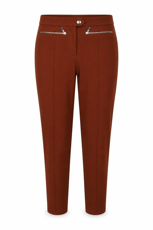 Marks & Spencer Women's Brown UK 12 Short Skinny Zip Pocket Trousers