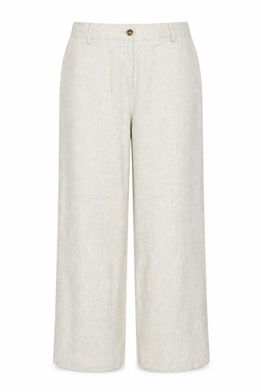 Marks & Spencer Women Beige Linen Blend Wide Leg Trousers UK 12 Regular