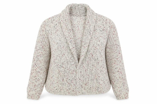 M&S Indigo Women’s Ivory Fleck Chunky Knit Open Cardigan UK 12
