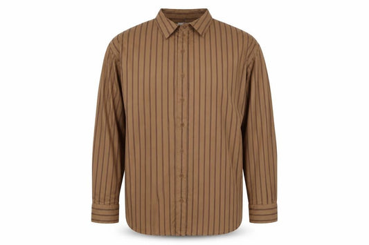Uniqlo Men Beige Stripe Cotton Long Sleeve Button-Up Shirt XL