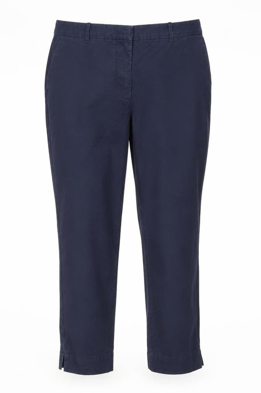 Marks & Spencer Women Navy Size 12 Cotton Blend Straight Trousers