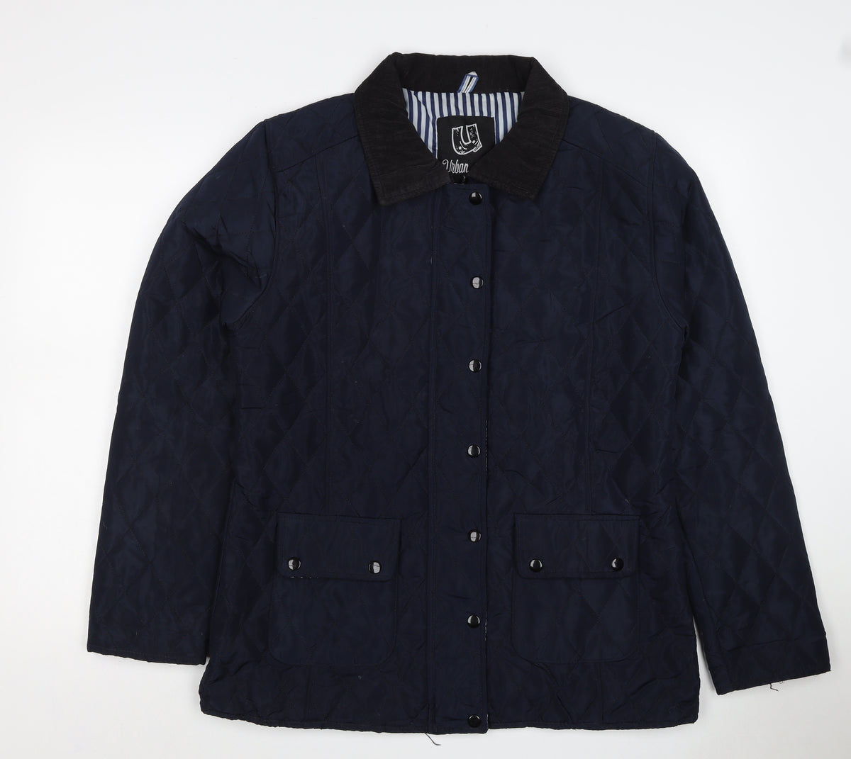 Urban Dida Women’s Navy XL Quilted Jacket Collared Snap Pockets