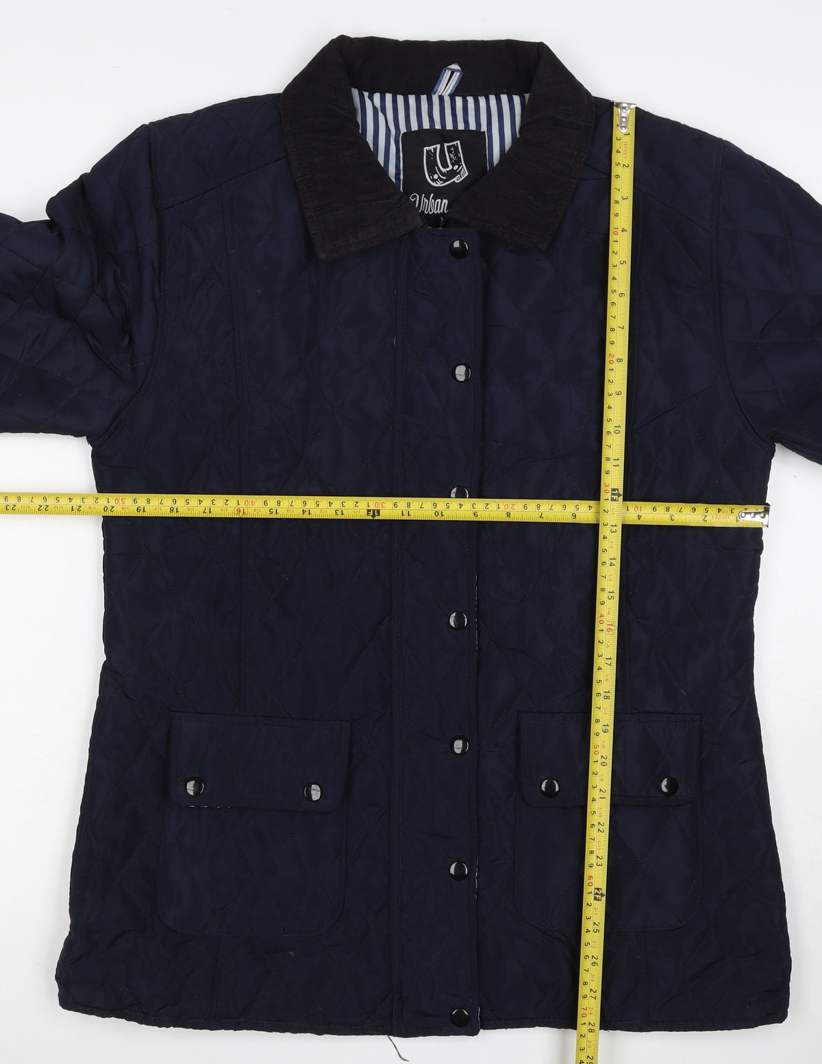 Urban Dida Women’s Navy XL Quilted Jacket Collared Snap Pockets