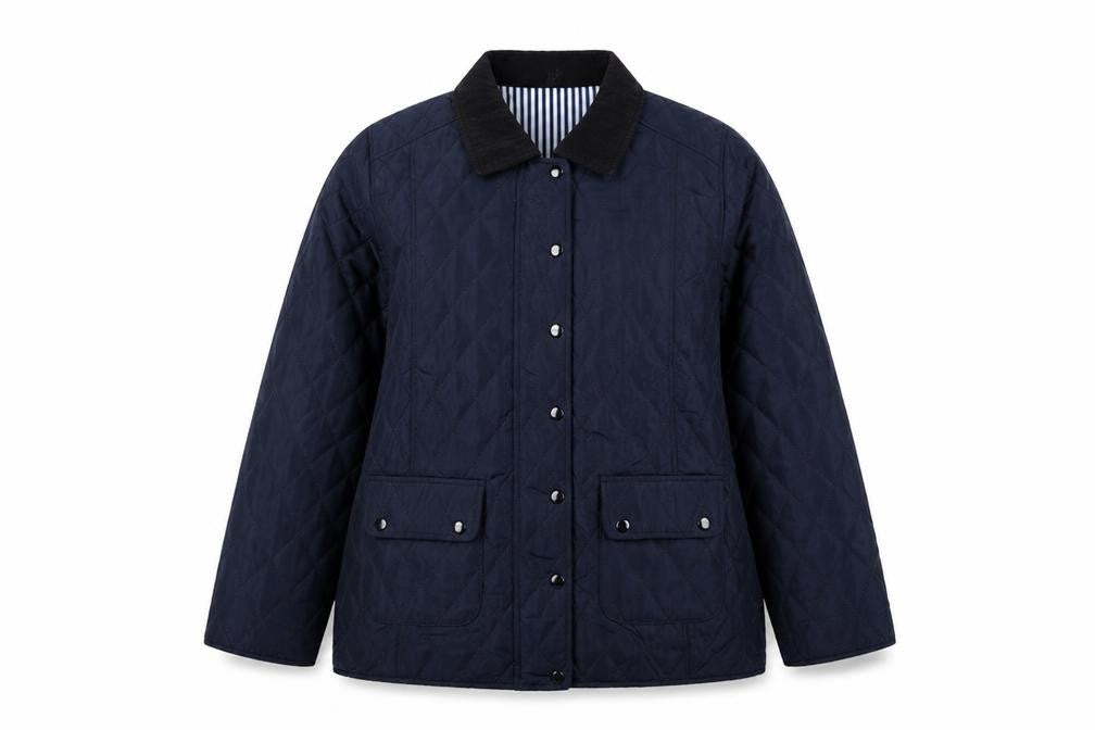 Urban Dida Women’s Navy XL Quilted Jacket Collared Snap Pockets