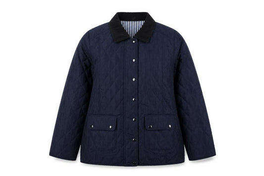 Urban Dida Women’s Navy XL Quilted Jacket Collared Snap Pockets