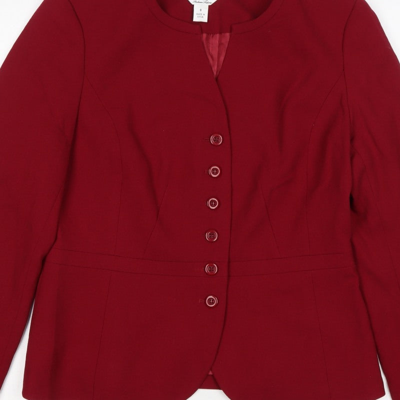 Talbots Women’s Red UK 8 Wool Blend-Look Tailored Blazer Jacket