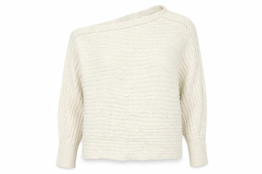 River Island Women Ivory S V-Neck Chunky Knit Pullover Jumper