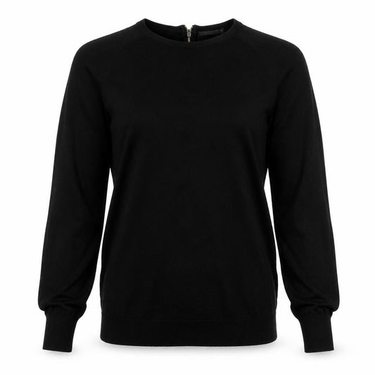COS Women Black M 1/4 Zip Mock Neck Cotton Jumper