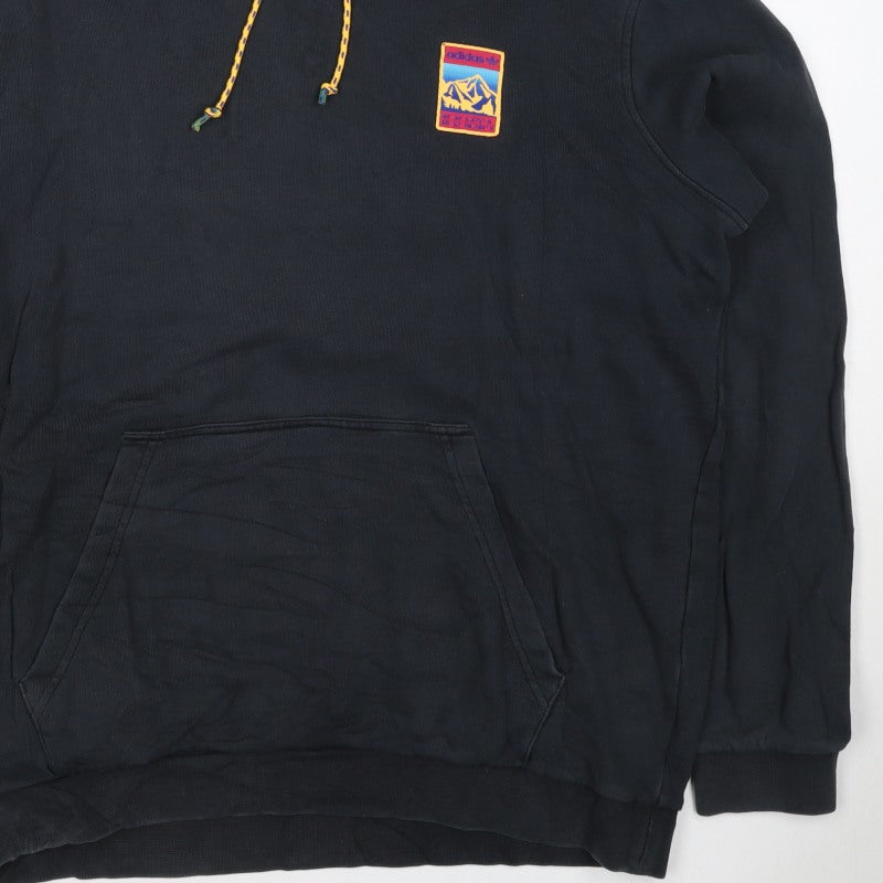 Adidas Men’s Black L Pullover Hoodie Mountain Patch Kangaroo Pocket