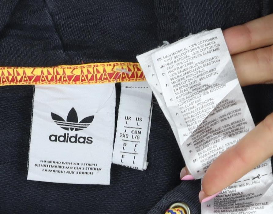 Adidas Men’s Black L Pullover Hoodie Mountain Patch Kangaroo Pocket